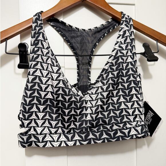 Victoria Sport Women’s Small Black White Geometric Print Racerback Sports Bra - Picture 1 of 7